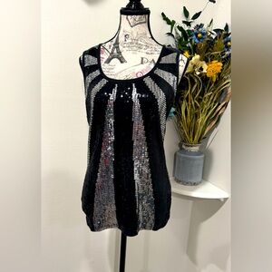 Cruise wear & Co. Cotton Sequin Black and Silver Sleeveless Top size Medium